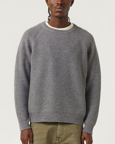 Wool Cashmere Crewneck - Grey-Crewneck-Black Q-Corridor