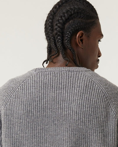 Wool Cashmere Crewneck - Grey-Crewneck-Black Q-Corridor