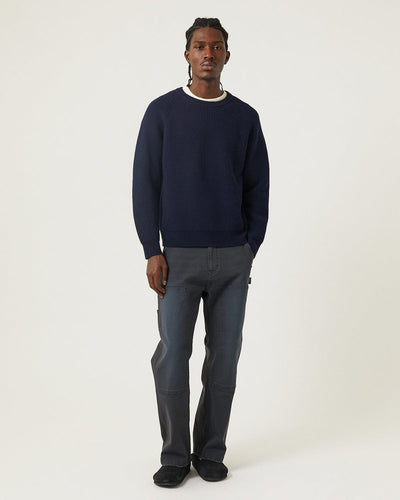 Wool Cashmere Crewneck - Navy-Crewneck-Black Q-Corridor