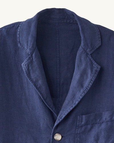 Linen 3 Button Blazer - Navy-Blazer-Corridor-Corridor