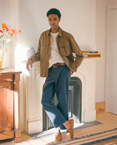 Crinkled Cotton Nylon Shirt - Brown-LS-Black Q-Corridor