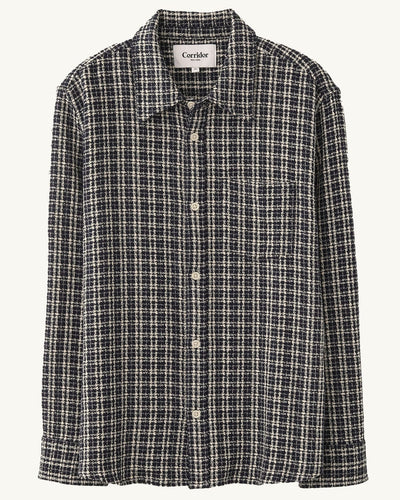 Reverse Tweed Snow Check - Blue-Long Sleeve Shirt-Corridor-Corridor