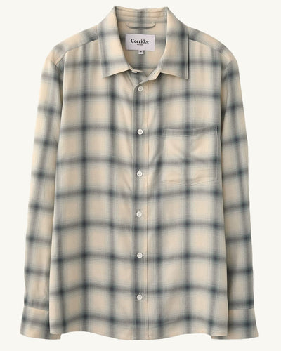 Shadow Check LS - Natural-Long Sleeve Shirt-Black Q-Corridor