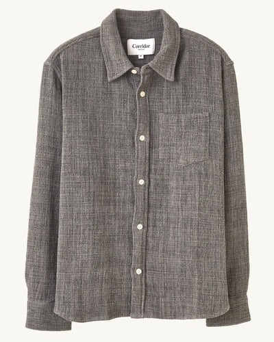 Pigment Dyed Waffle LS - Grey-Long Sleeve Shirt-Original Madras Trading Co. (OMTC)-Corridor