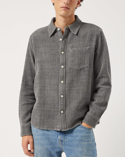 Pigment Dyed Waffle LS - Grey-Long Sleeve Shirt-Original Madras Trading Co. (OMTC)-Corridor