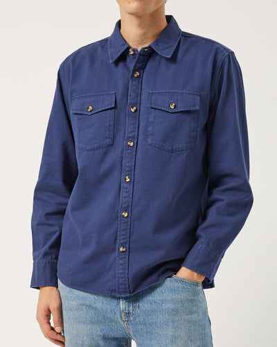 Denim LS - Navy-Long Sleeve Shirt-Original Madras Trading Co. (OMTC)-Corridor