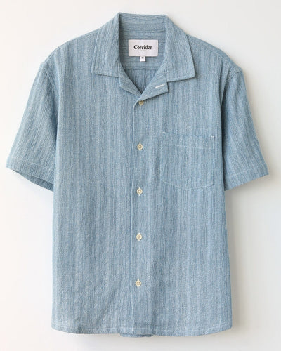 Basket Weave Stripe SS Camp - Blue-SS w/ Camp Collar-Corridor-Corridor