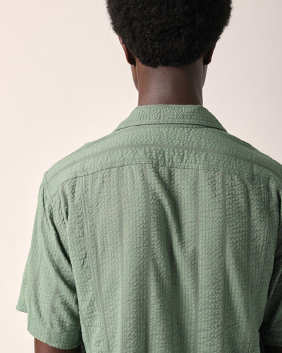 Striped Seersucker SS - Green-SS w/ Camp Collar-Corridor-Corridor