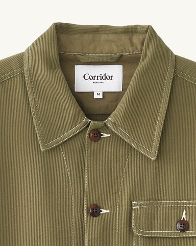 Bedford Cord Military Jacket - Olive-Military Jacket-Corridor-Corridor