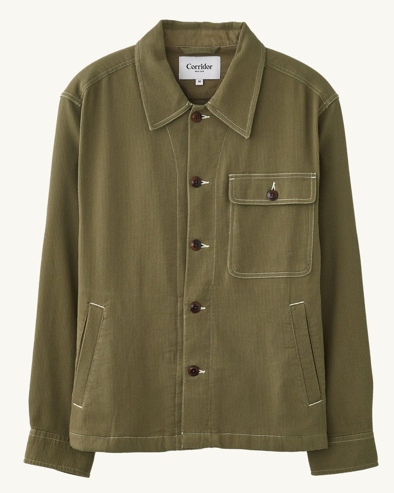Bedford Cord Military Jacket - Olive-Military Jacket-Corridor-Corridor