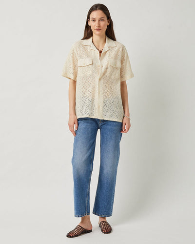 Floral Lace SS Camp - Natural-Short Sleeve Shirt-Corridor-Corridor