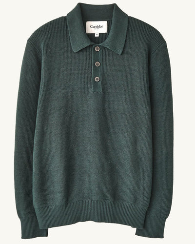 LS Slouchy Polo - Green-Knit Polo-Alpafina-Corridor