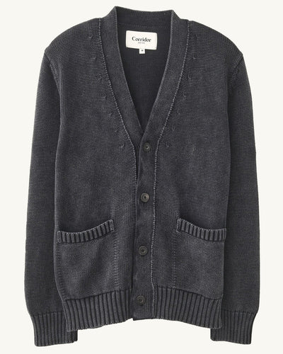Acid Wash Cardigan - Black-Cardigan-Alpafina-Corridor