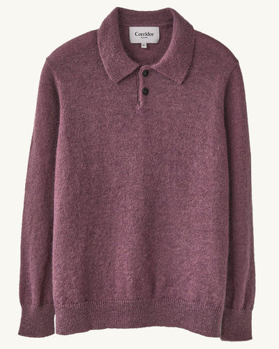 Brushed Alpaca Polo - Plum-LS Polo-Alpafina-Corridor