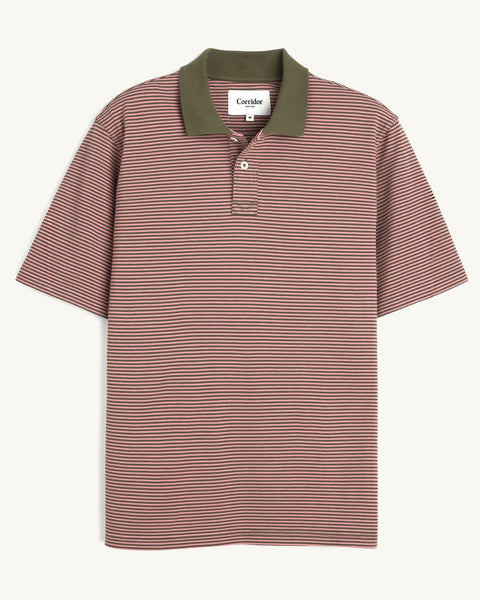 Stripe Pique Polo - Pink – Corridor