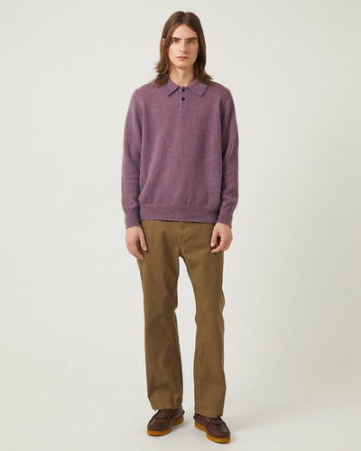 Brushed Alpaca Polo - Plum-LS Polo-Alpafina-Corridor