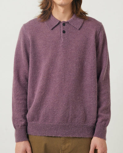 Brushed Alpaca Polo - Plum-LS Polo-Alpafina-Corridor