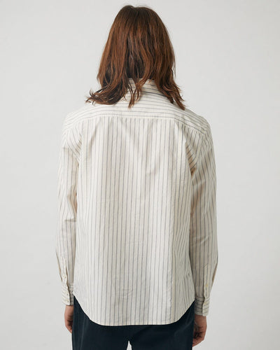 Poplin Stripe LS - Natural-Long Sleeve Shirt-Black Q-Corridor