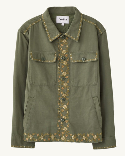 Embroidered Military Jacket-Military Jacket-Original Madras Trading Co. (OMTC)-Corridor