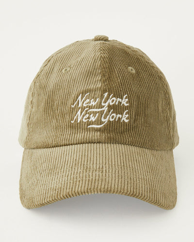 Corduroy Script NY NY Cap - Olive