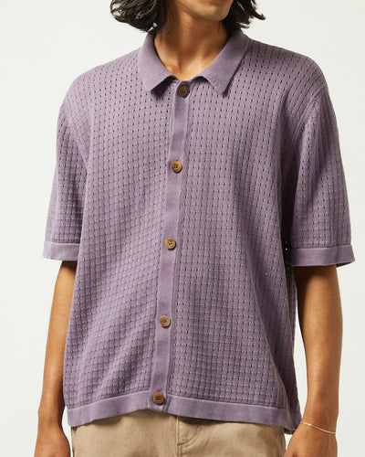 Washed Pointelle Buttondown - Violet