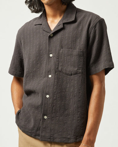 Basket Weave Stripe SS - Black-SS w/ Camp Collar-Corridor-Corridor