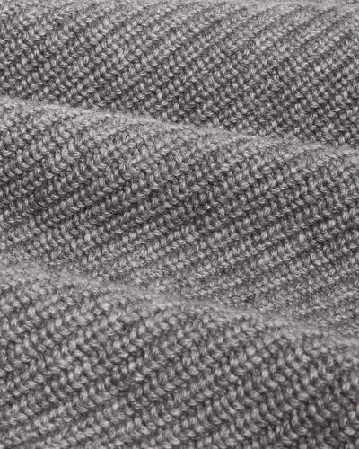 Wool Cashmere Ribbed Crewneck - Grey-Crewneck-Black Q-Corridor