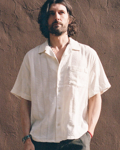 Striped Seersucker SS - White