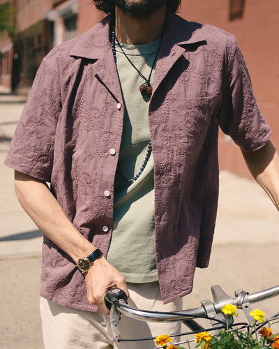 Paisley Embroidery SS - Purple-SS Shirt-Black Q-Corridor