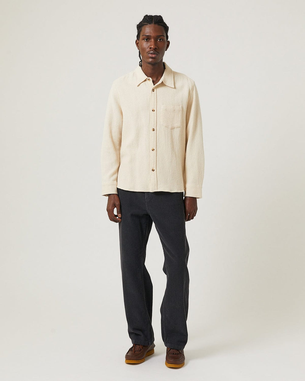★DRAW FIT★ Dwell Open Collar Waffle Shirt [BEIGE] MUSINSA | DRAW FIT Dwell Open Cara Waffle Shirt [BEIGE]