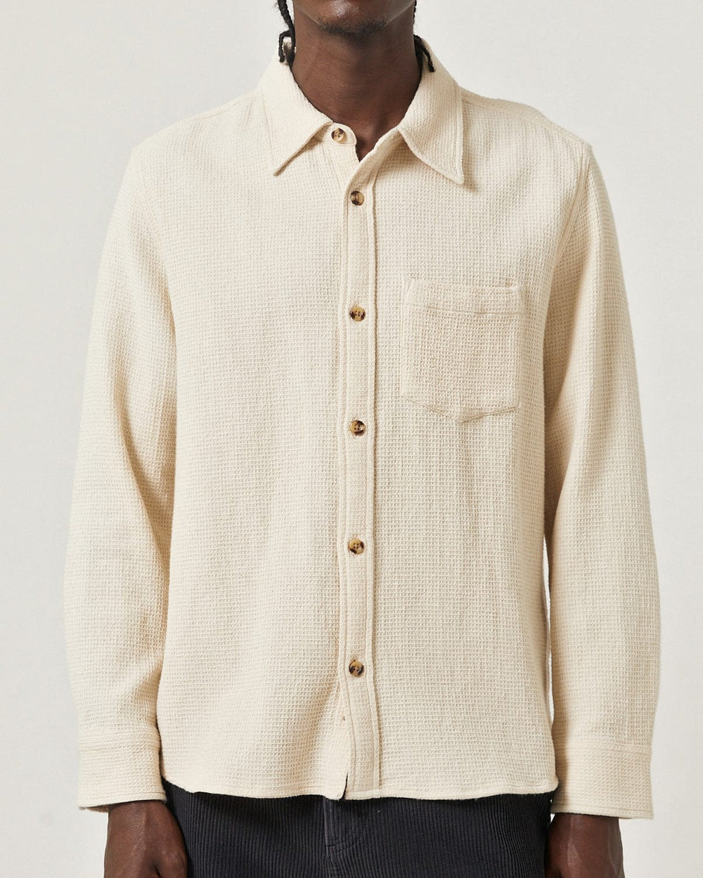 【KOOLOSET】Waffle Track Line Collar Tee Baseile Waffle Tee – ONS Clothing