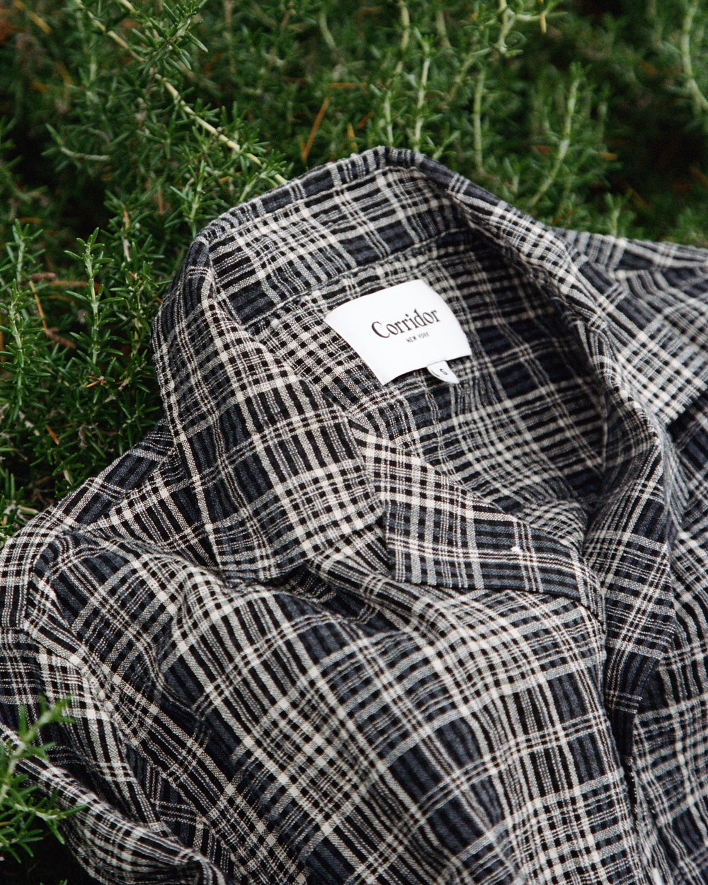 Plaid Seersucker SS - Black-Short Sleeve Shirt-Real-Corridor