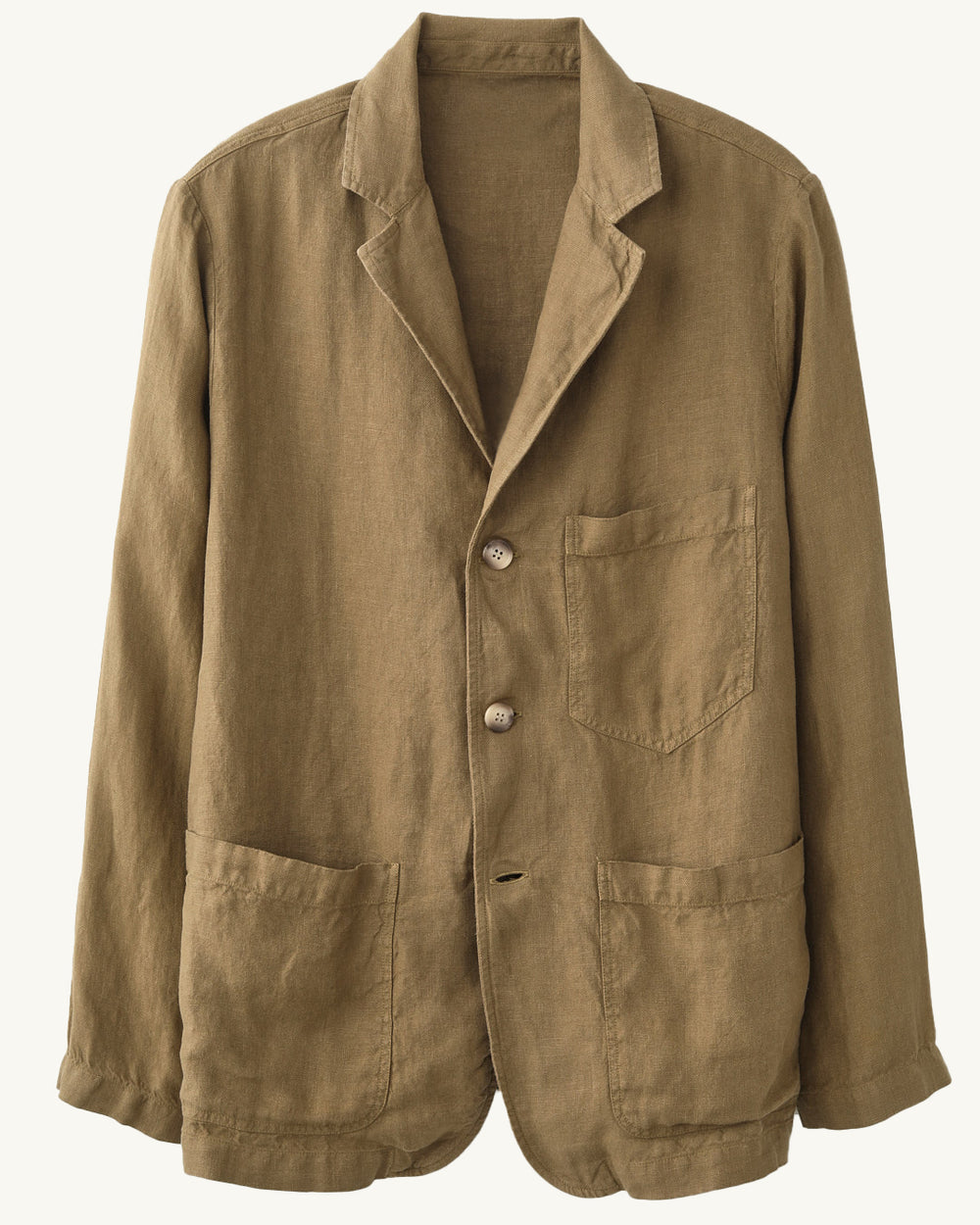 Linen 3 Button Blazer - Olive-Blazer-Corridor-Corridor