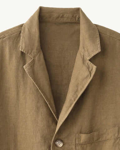 Linen 3 Button Blazer - Olive