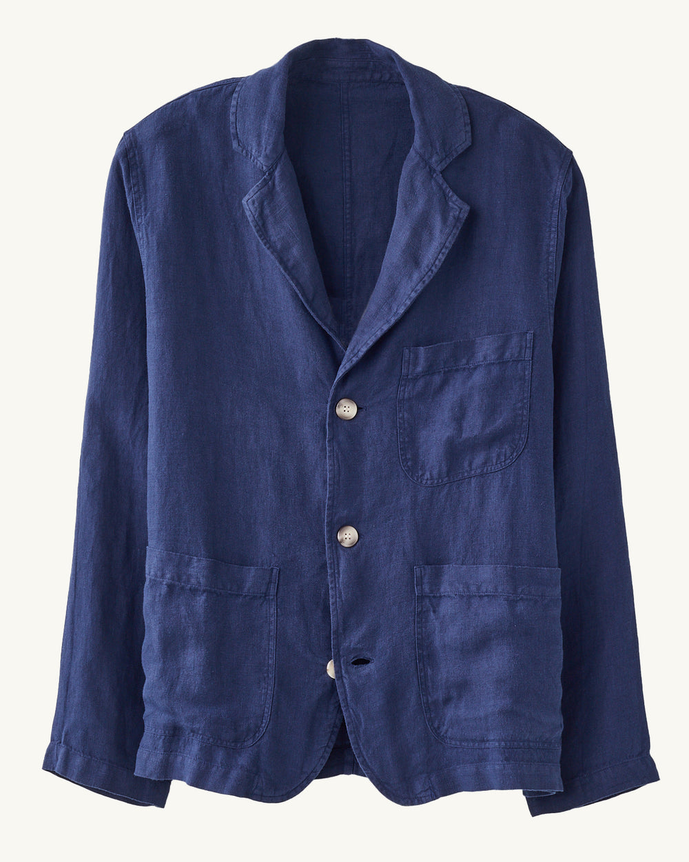 Linen 3 Button Blazer - Navy