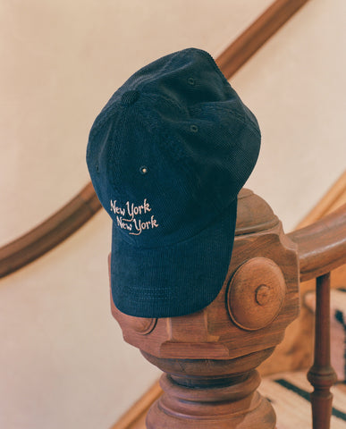 Corduroy Script NY NY Cap - Navy