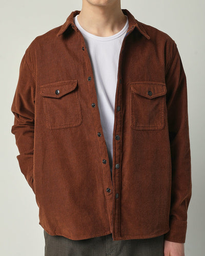 Corduroy Snap Shirt Jacket - Brown