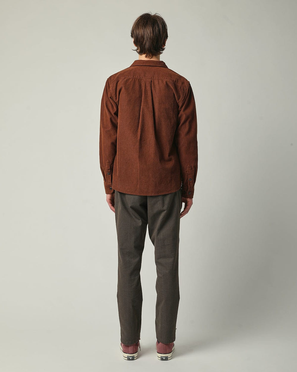 Corduroy Snap Shirt Jacket - Brown-Snap Shirt Jacket-Corridor-Corridor