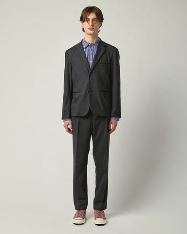 Tropical Wool 2 Button Blazer - Charcoal