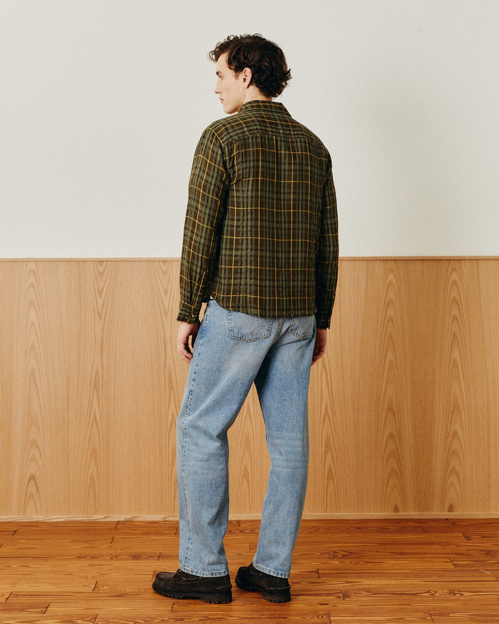 Crinkle Plaid LS - Olive-LS w/ 1 Chest Pocket-Original Madras Trading Co. (OMTC)-Corridor