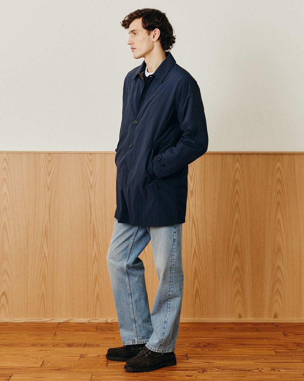 Mac Coat - Navy-City Mac Coat-Black Q-Corridor