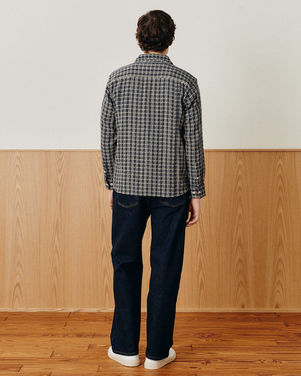 Reverse Tweed Snow Check - Blue-Long Sleeve Shirt-Original Madras Trading Co. (OMTC)-Corridor