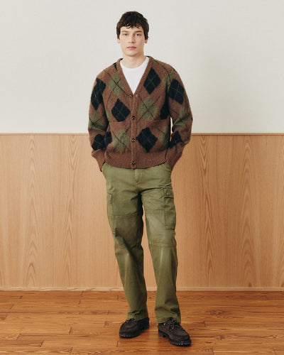 Argyle Cardigan - Brown-Cardigan-Black Q-Corridor