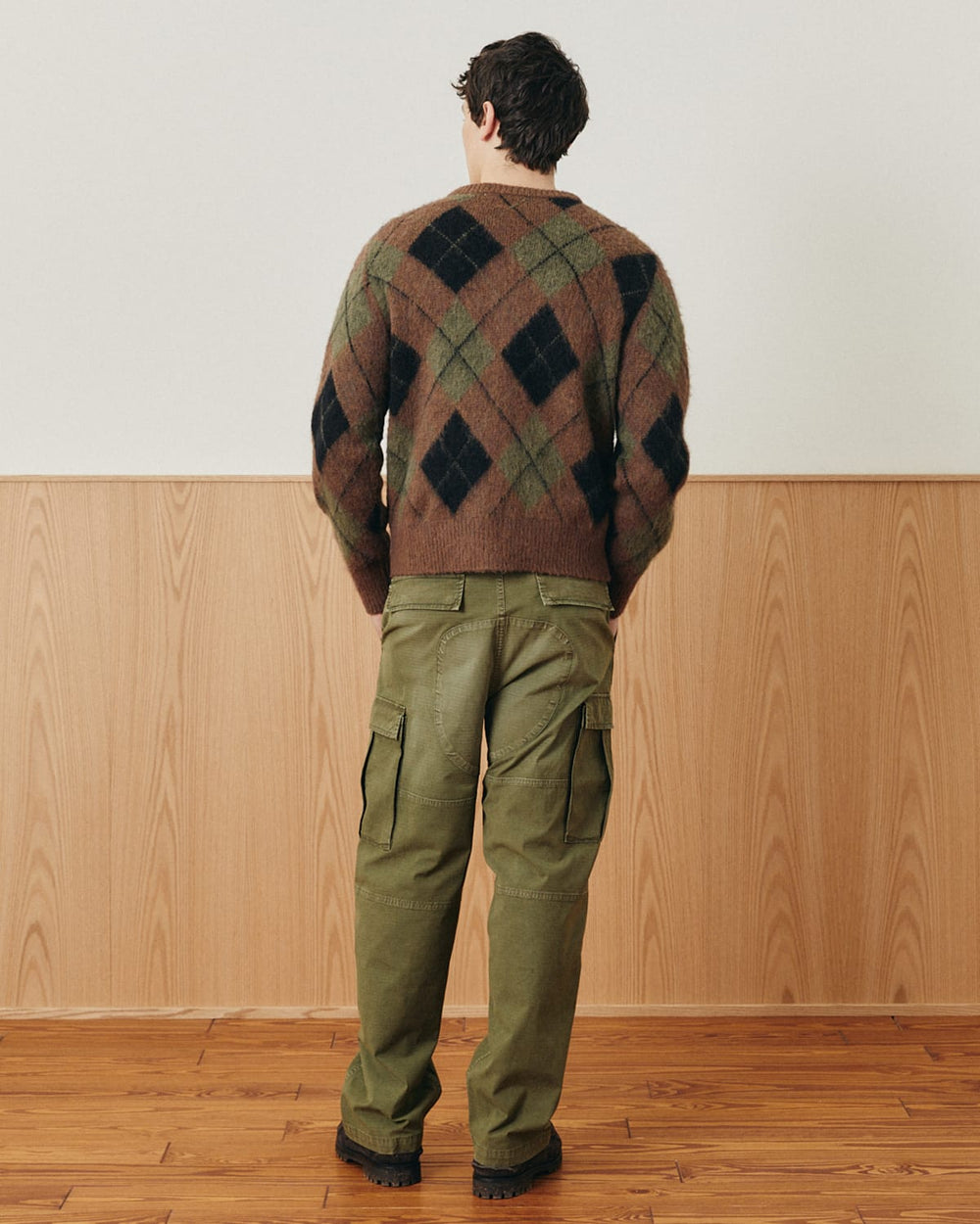 Argyle Cardigan - Brown-Cardigan-Black Q-Corridor
