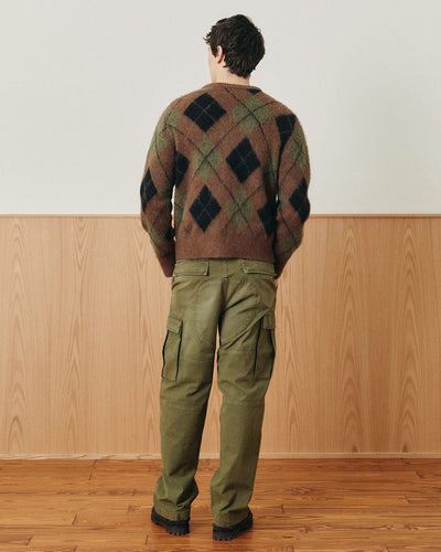 Argyle Cardigan - Brown-Cardigan-Black Q-Corridor