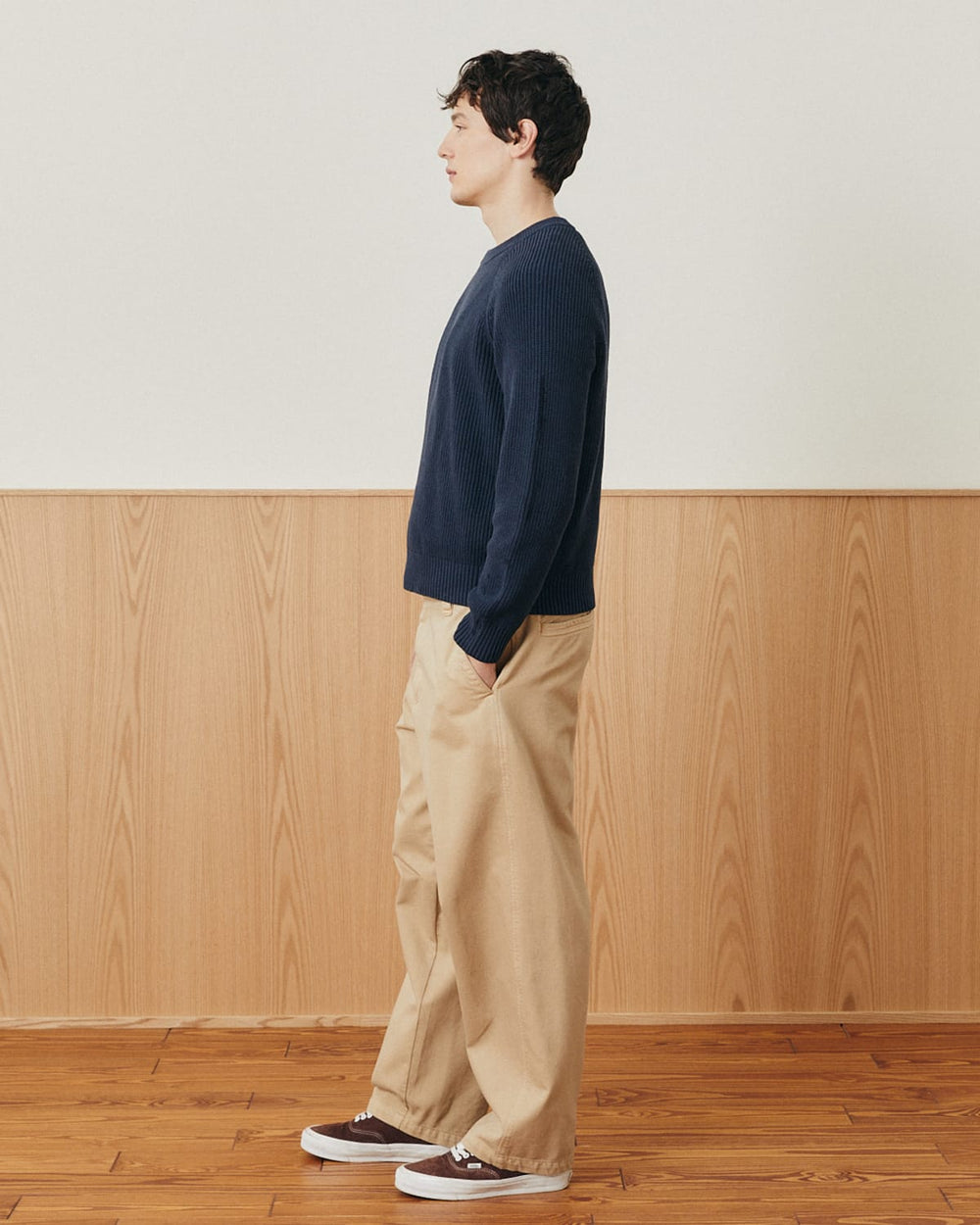 Washed Cotton Crewneck - Navy