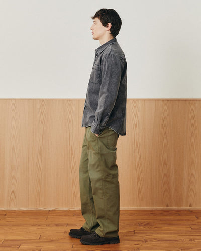 Washed Denim Shirt - Black-LS w/ 1 Chest Pocket-Real-Corridor