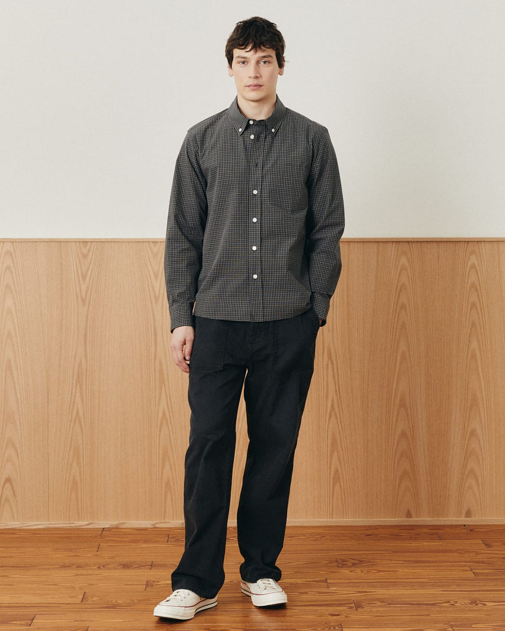 Poplin Mini Check LS - Grey-LS-Black Q-Corridor