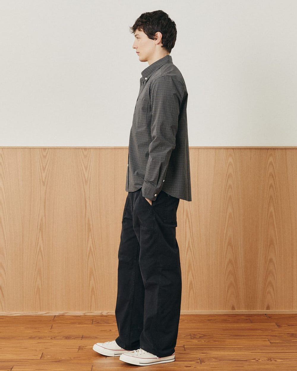 Poplin Mini Check LS - Grey-LS-Black Q-Corridor