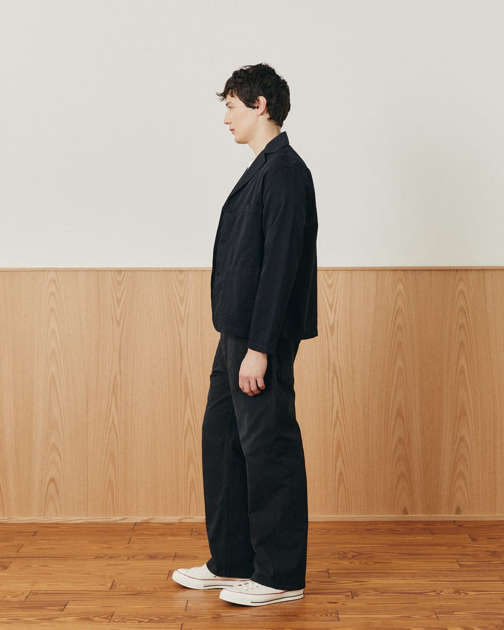 Twill Blazer - Black-3 Button Blazer-Somelos-Corridor